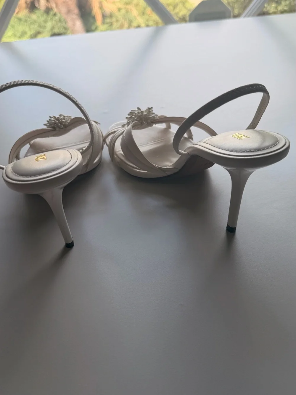 ZARA Cream-Beige Floral-Petal Strappy Heels